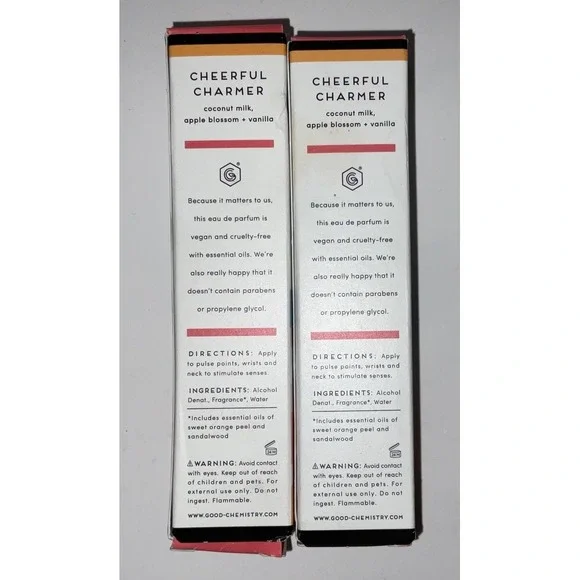 NIB 2 Good Chemistry .25 oz. Rollerball Perfumes Essential Oils Cheerful Charmer - Picture 2 of 2